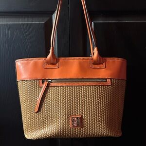 Dooney & Bourke Orange and Brown Woven Tote